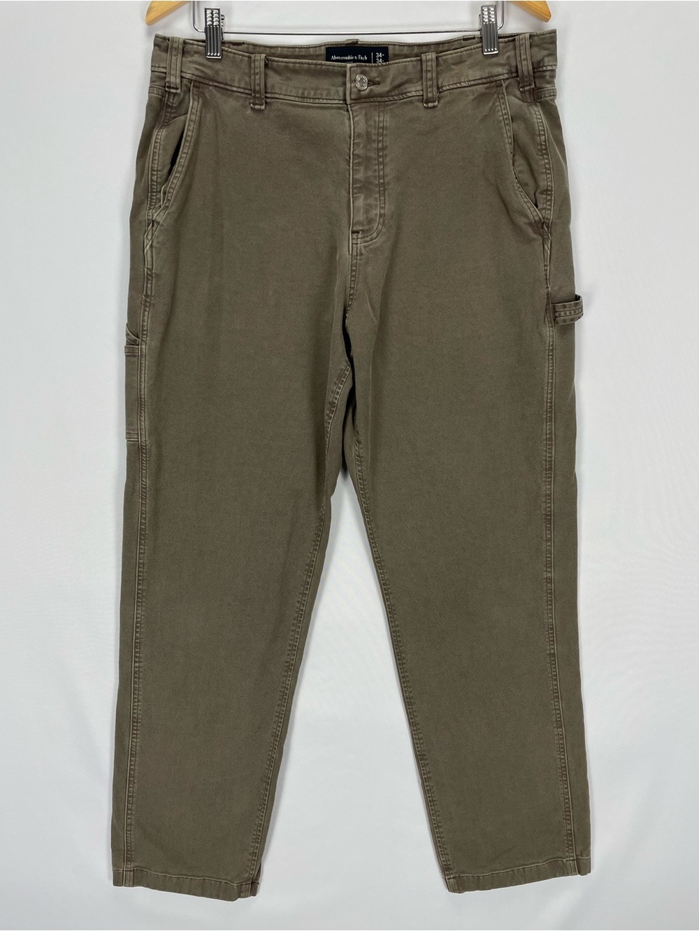 Abercrombie & Fitch Carpenter Jeans Mens 34x34 Brown Heavyweight Denim Loose Fit